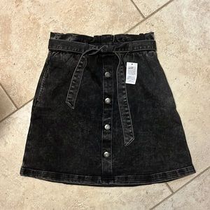Lands End Girls Paperbag Vintage Wash Denim Skirt